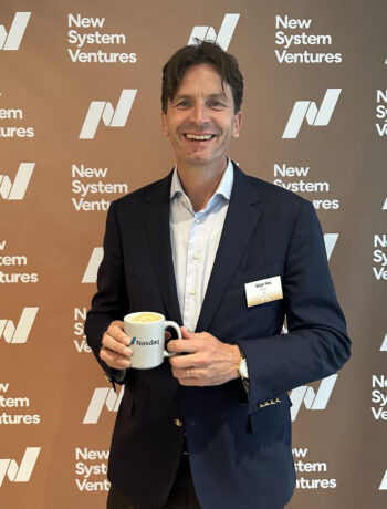 Image of Stijn Vos at Nasdaq ceremony